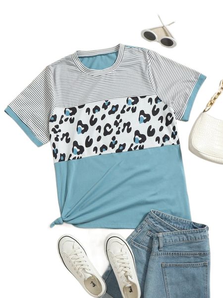 

plus color-block striped panel tee p3as#, Black