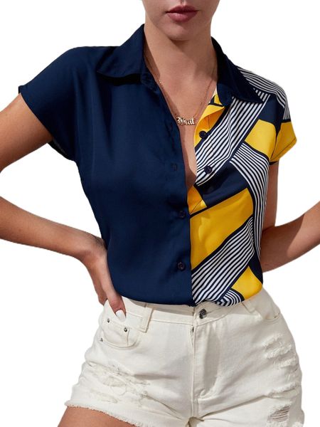 

striped colorblock batwing sleeve shirt p0ou#, White