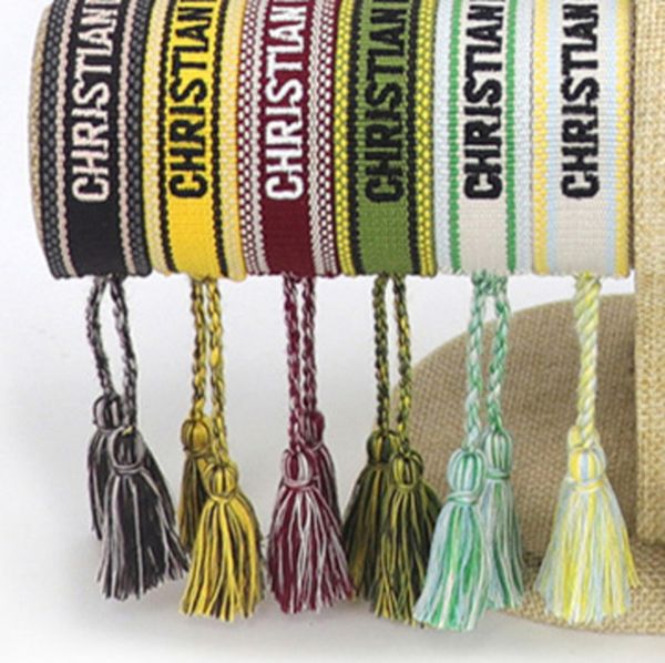 

brand fashion classic jewelry bangles women men handmade cotton signture embroidery bracelet designer woven bangle fabrics luxury bracelets, Black