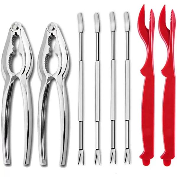 Set di strumenti per frutti di mare Forchette in acciaio inossidabile con clip in plastica per granchio