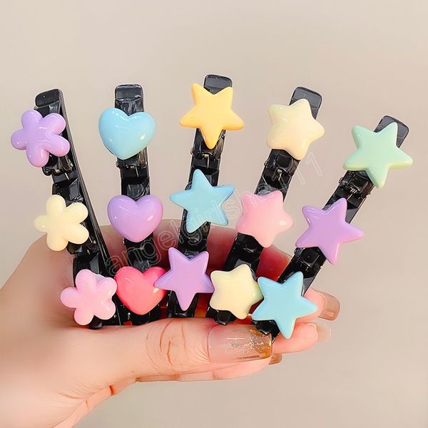 

girls cute colorful heart star flower barrettes toothed hairpins kids lovely hair decorate headband fashion hair accessories, Slivery;white