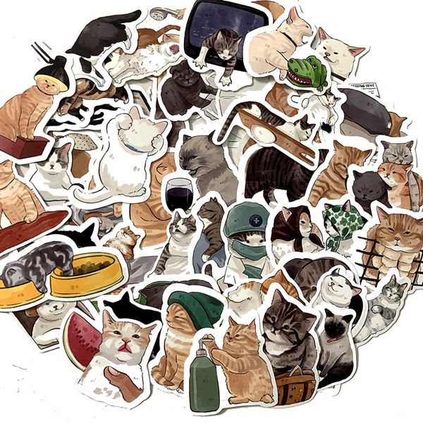 New Sexy 54pcs Cute Cats Animal Graffiti Stickers Cartoon Decalcomanie Kids Classic Toy Diario fai da te Valigia Scrapbook Phone Laptop Bike Sticker