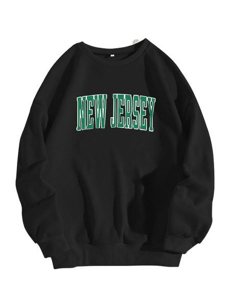 

letter graphic thermal lined sweatshirt r2ee#, Black