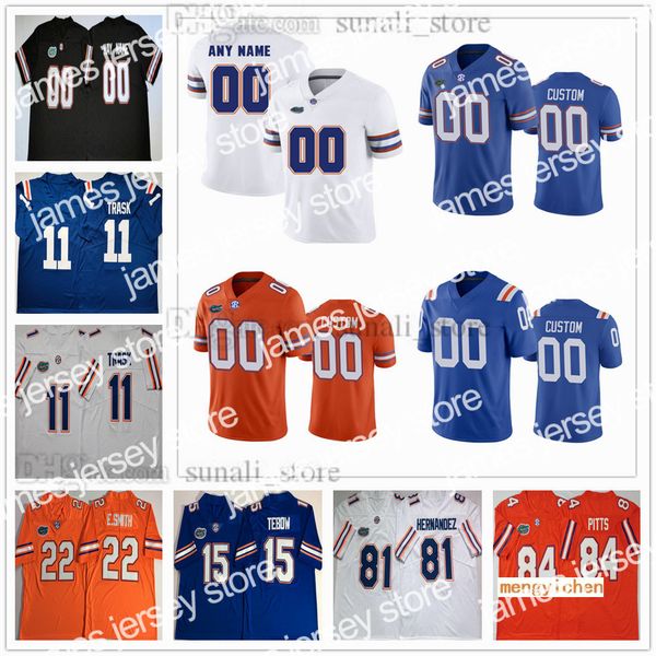 

american college football wear florida gators ncaa college 6 jeff driskel jerseys 11 kyle trask 84 pitts 15 tim tebow 22 emmitt smith 81 aar, Black