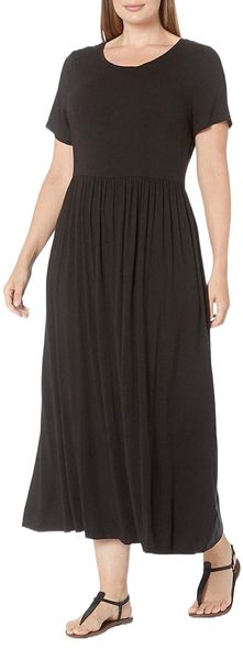 

essentials women's short-sleeve waisted maxi dress v4rc#, White;black