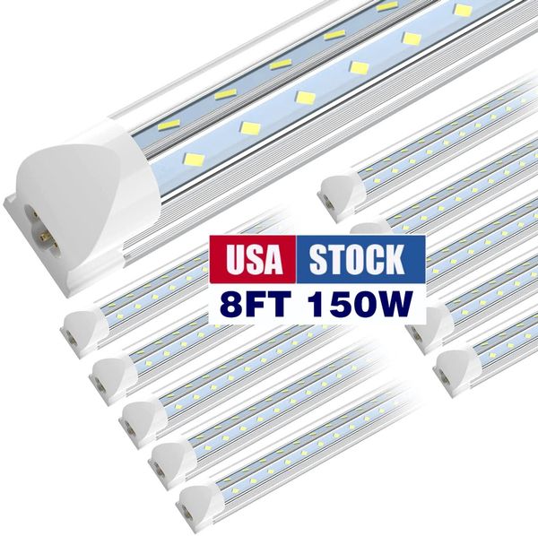 Luzes de loja de LED de 8 pés, 8 pés mais frios portas de congelador Tubos de luminária, smd5730 150w 15000 lm, v forma de forma fluorescente tampa clara Luz de montagem de superfície ligável