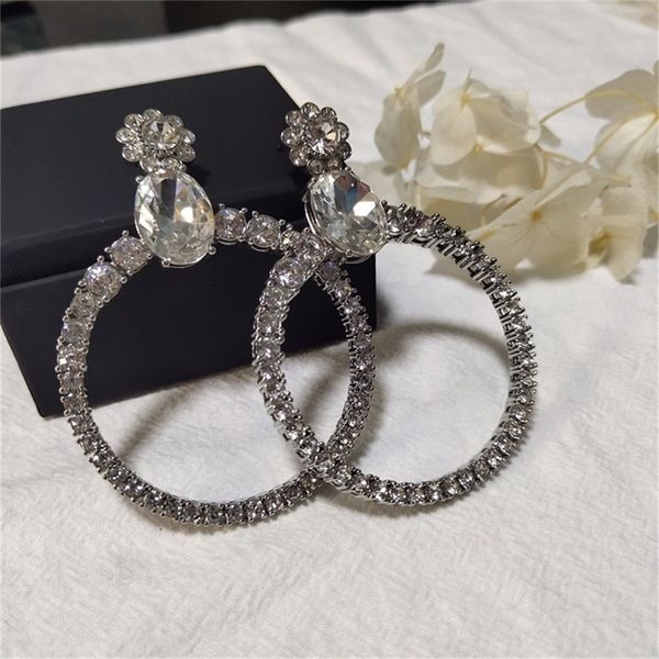 

ornament charm earring new large ring pendant flower full drill earrings temperament no ear hole ear clip earrings, Golden