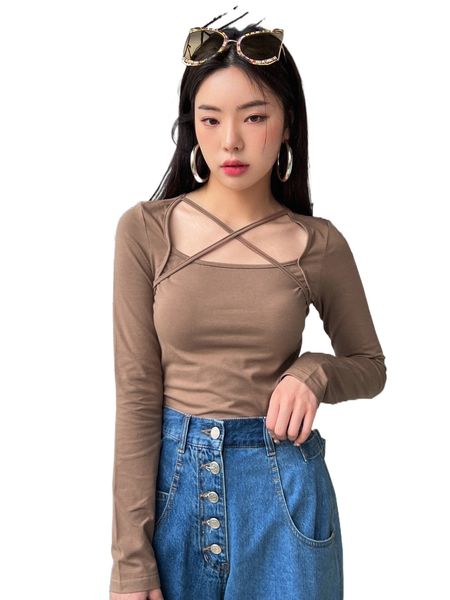 

dazy criss cross tie back tee 15kq#, White
