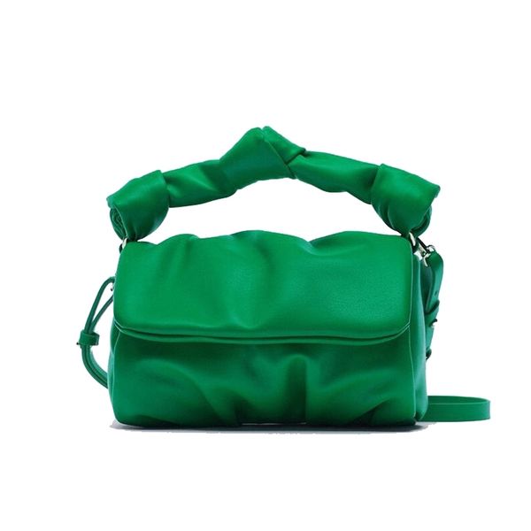 

s ruched women handags shoulder bags luxury soft pu leather crossbody bag small pures green sac 220602