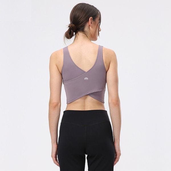 

lulu bras lu-c2988 brand yoga vest moisture absorption and perspiration naked feeling support sports underwear with bra suit djm3, Red;black