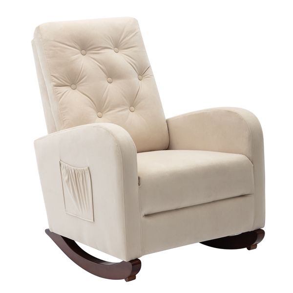 

new arrivals baby room high back rocking chair green nursery chair comfortable rocker fabric padded seat modern furniture