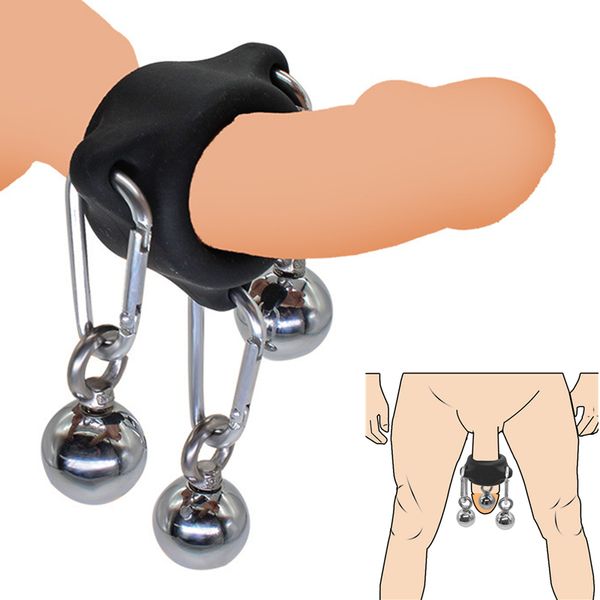 Nuovi anelli per pene in acciaio inossidabile ciondolo pesante allenamento palla barella dispositivo di castità cazzo BDSM giocattoli sexy per uomo gay