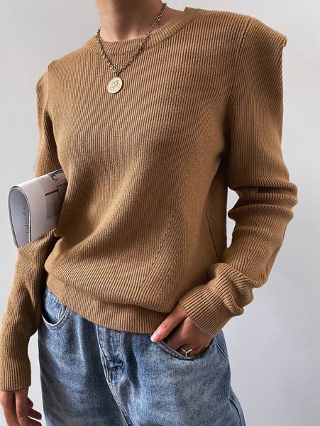 

sollinarry puff sleeve rib-knit sweater m9g9#, White;black