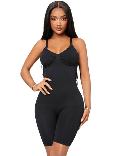 

solid shapewear bodysuit c2sz#, Black;red