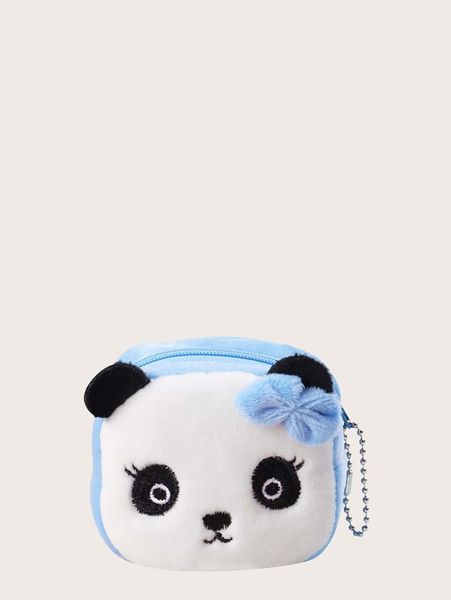 

kids cartoon panda design fluffy coin purse she, White