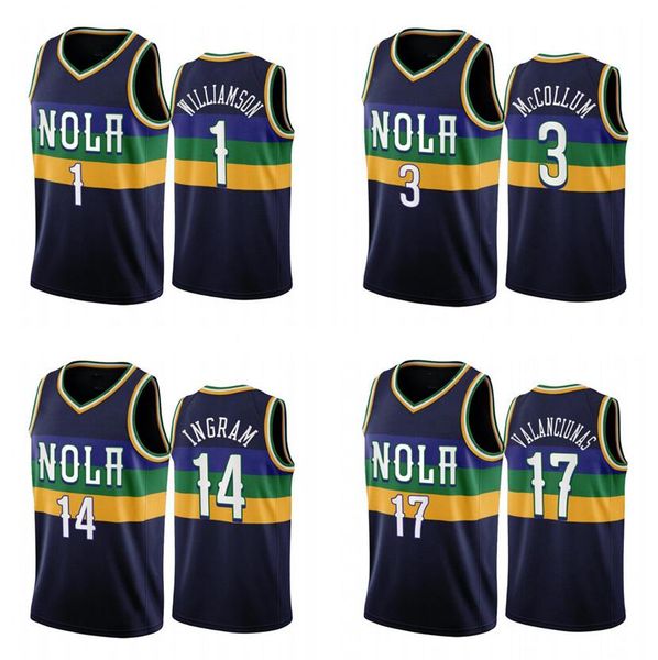 

basketball jersey 3 mccollum 1 williams 14 ingram 2022-23 new season men youth city jerseys in stock blue, Black;red