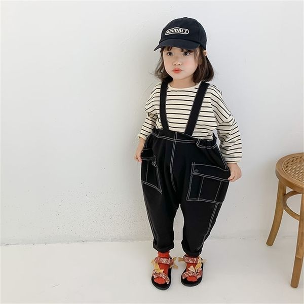 

spring fashion big pp overalls 2-7 years boys and girls loose suspender harem pants 210708, Blue