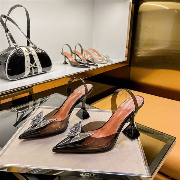 

eilyken size 34-45 summer butterfly-knot women pumps fashion strange style tranaparent female heel shoes wedding sandal fjhoedjsg, Black