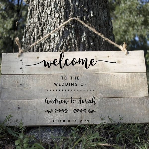 Adesivos personalizados assinam sinalização de casamento personalizada Welcome Decal