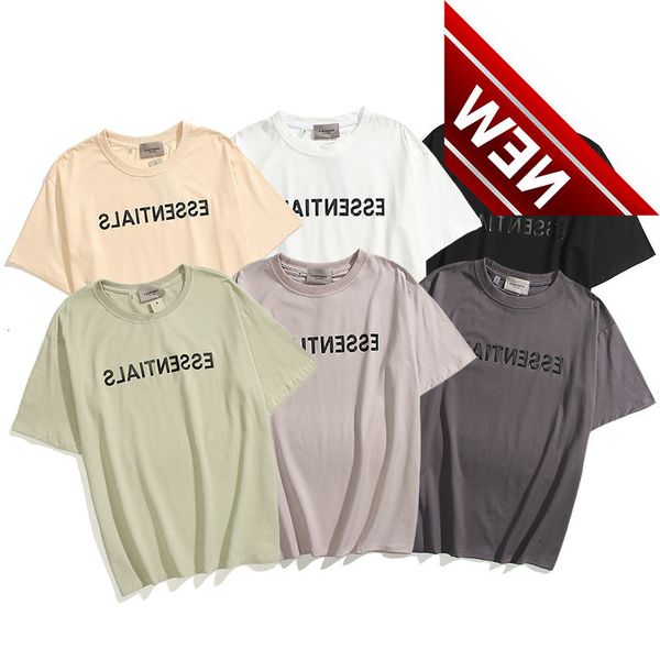 

essentials three dimensional letters pressed plastic short sleeve t-shirt fog fashion brand men's and women's loose round neck, White;black