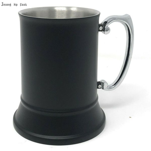 

16 ounce double wall 18/8 matt black stainless steel tankard ,beer mug, , customer logo be engraved