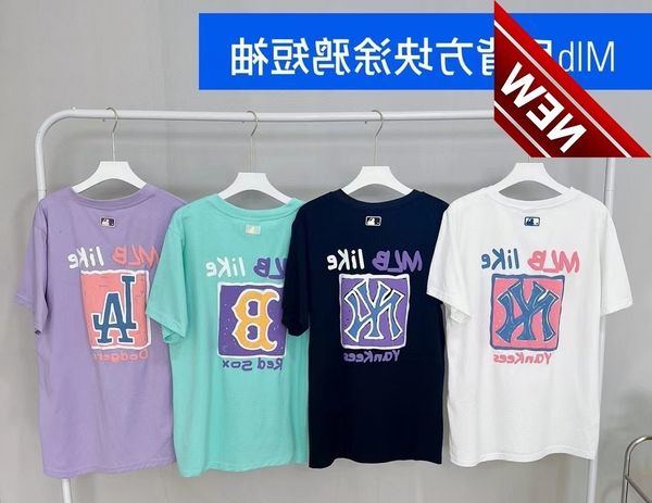 

50%discount printed graffiti foam 2022insmlb block cotton short sleeve net hongyangqi street trendy korean version factory direct sale, White;black
