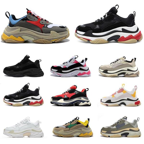 

triple -s men women shoes platform casual sneakers black pink cream yellow beige sports trainers