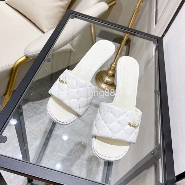 

slippers high end quality one line lingge bread sandals women wear round head open toe high-heeled slippers, Black