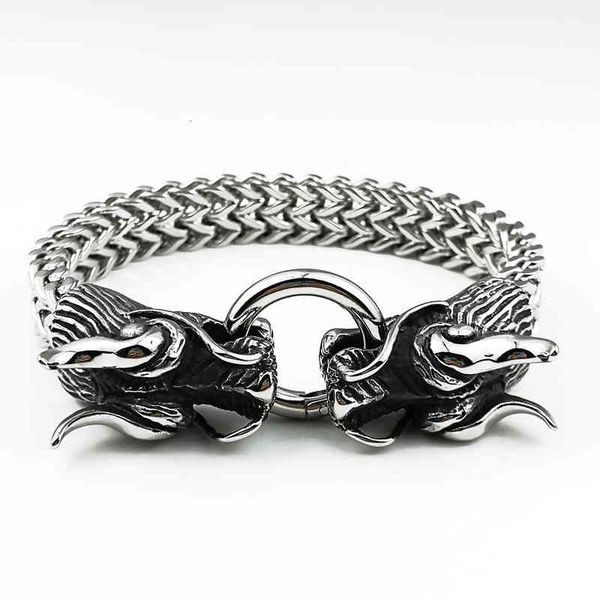 

bracelets fashion jewelry men's multi-layer domineering shuanglong faucet buckle wst103, Golden;silver