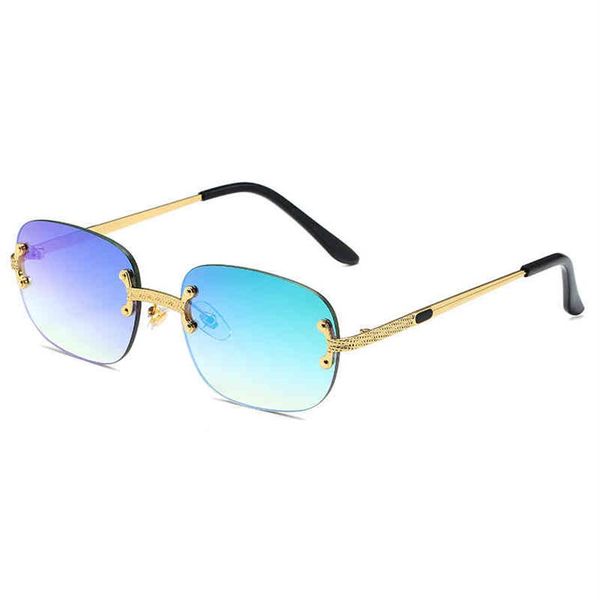 

trendy designer inspired rimless sunglasses 2021 for women fashion square glasses for men ultralight uv400 eyewear unisex275b, White;black