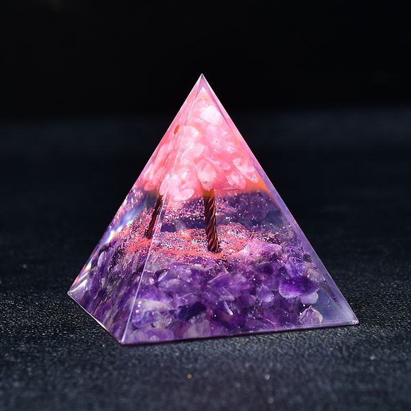 Orgon-Pyramide, Kirschblütenbaum des Lebens, Rosenquarz, Reiki-Meditationskristall, handgefertigt, Heimdekoration, Sammlung, Geschenk