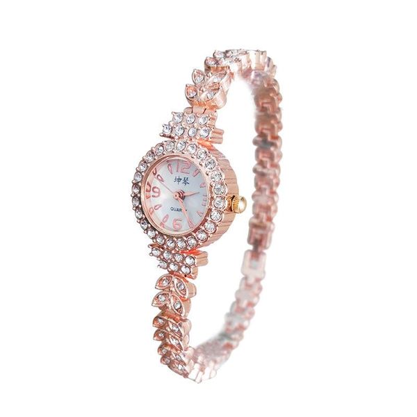 Orologi da polso Orologio da studentessa Bracciale in argento dorato Bracciale piccolo moda decorativo rosa 2022 Cinturino in acciaio