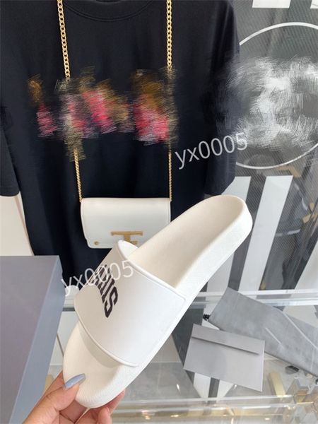 

sandals men womens fashion slippers luxury slides summer flat slipper trendy leather rubber sandal mens beach slide my220501, Black