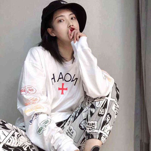 

noah astroworld autumn t shirt long sleeve ee men women cross flower arm shirtst220721, White;black