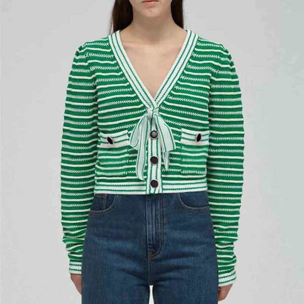 

women's sweaters spring arrival woman striped bow v-neck knitted cardigan &skirt france style 9iro, White;black