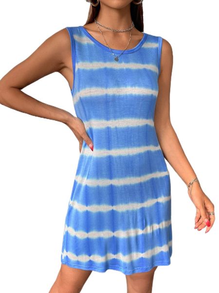 

tie dye tank dress a9ct#, Black;gray