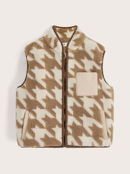 

toddler boys houndstooth pattern shearling vest jacket she, Blue;gray