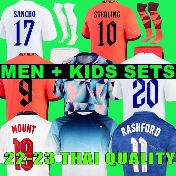 

foden soccer jerseys 2022 kane sterling grealish rashford mount bellingham sancho 22 23 national football shirt men kids kit unif, Black;yellow