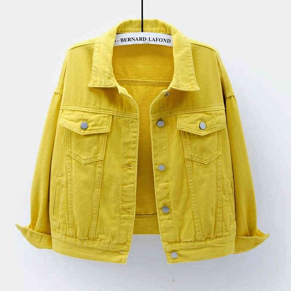

2022 new woman jackets women's denim jacket spring autumn short coat pink jean jackets casual loose outerwear veste femme l220714, Black;brown