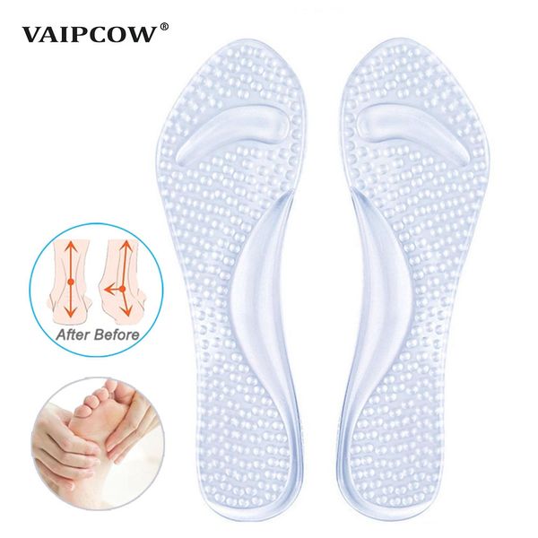 Solette ortopediche in gel di silicone Scarpe con tacco alto da donna Cuscinetti di supporto per arco del piede piatto Inserto per scarpe Soletta per massaggio trasparente