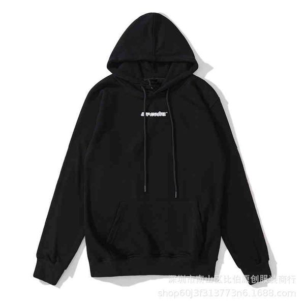 

off fashion brand basic graffiti oil painting arrow loose hooded sweater ow men's and women's lovers' bottoms coat, Black