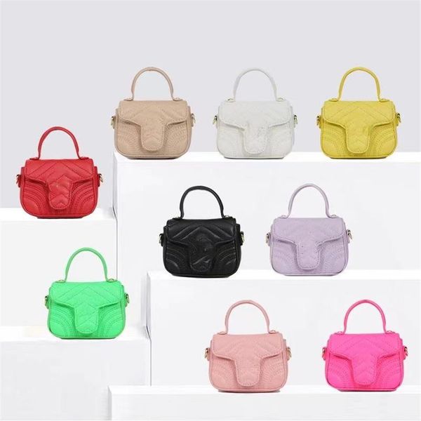 

girls designer handbags fashion children metal letter messenger bag kids pu zero wallet single shoulder bags woman mini purse f171287h, Black