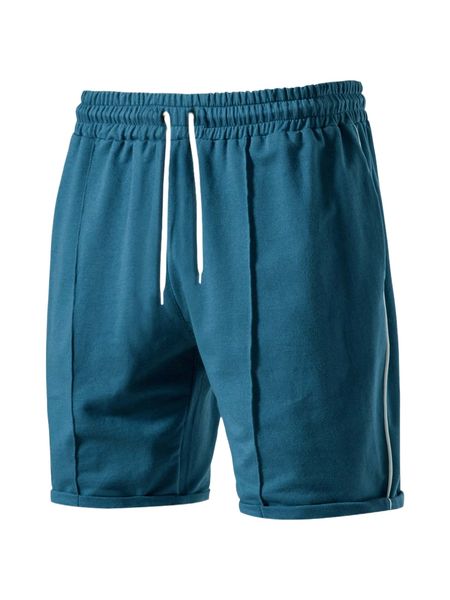 

men drawstring waist piping trim shorts i7dt#, White;black