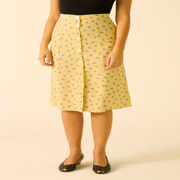 

skirts spring and summer french style button broken flower slim high waist skirt women, Black