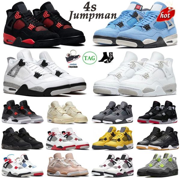 

og jorden 4 4s basketball shoes men women jumpman jordam 4 red thunder infrared black cat bred university blue shimmer royalty men263p