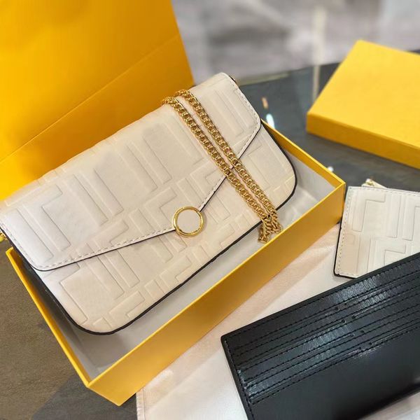 

luxury 3-color three piece set diagonal straddle single shoulder bag wallet handbag women's chain embossed two removable inner bags 8 c