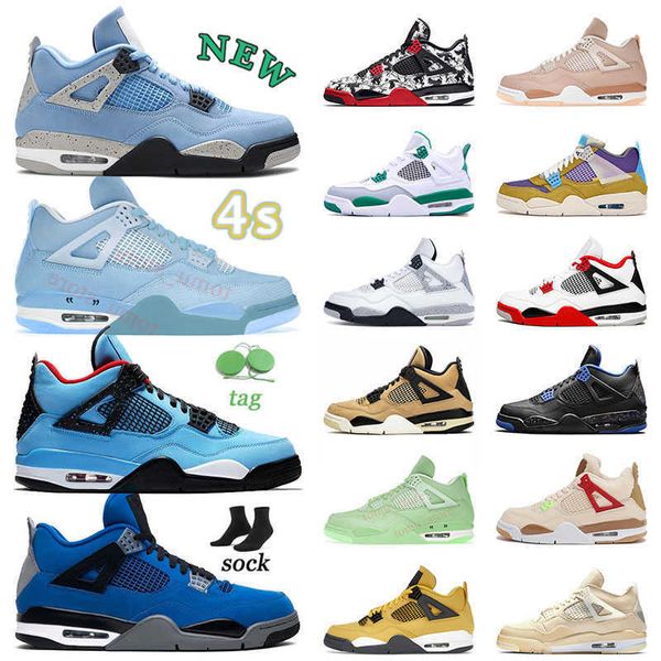 

4 4s mens designer sneakers jumpman basketball shoes 2022 new arrival ow white unc university lake blue encore green glow red oreo jorda jor, Black