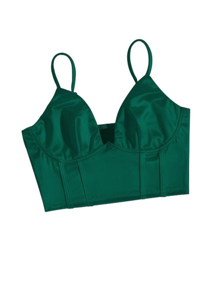 

solid bustier satin crop cami h11z#, White