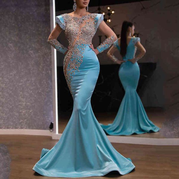 

casual dresses 2022 daily light blue fishtail skirt banquet president shajin series show thin temperament annual meeting evening dress women, Black;gray