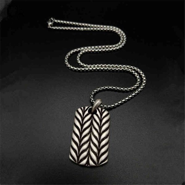 

punk style street cool male stainless pendant square brand necklace hip hop slip remnant titanium steel jewelry, Silver